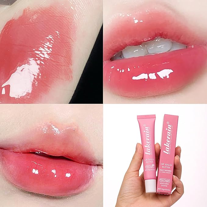 Lip Butter Balm, Day/Night Hydrating Lip Mask, Moisturizing Lip Balm Butter, Ultra-Nourishing Lip Care Moisturizer, Lip Butter Gloss Shine Lip Glow Oil Makeup#6 Pink Sugar-VivaGrace Women