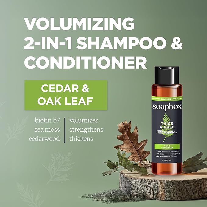 Soapbox Men's Shampoo and Conditioner Variety Duo, One Thick and Full & One Scalp Care, 2 in 1 For Men, Mens Shampoo & Conditioner, 16oz-VivaGrace Women