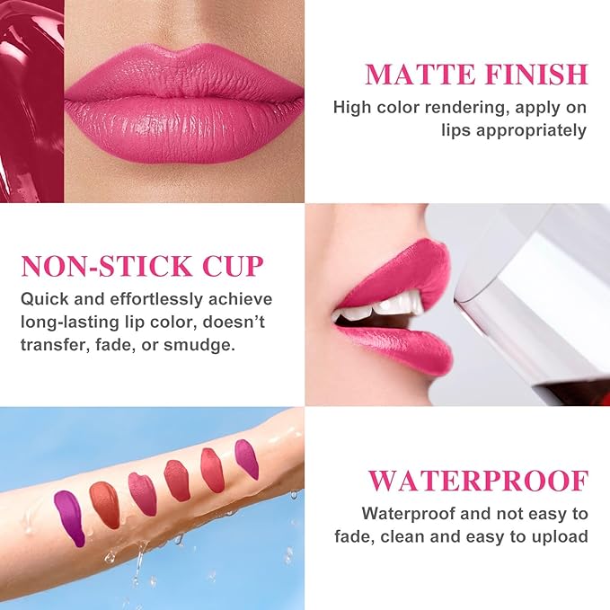 Lip Stain - Lip Stain Peel Off Long-Lasting with Matte Finish Waterproof & Transfer-Proof, Lip Liner Moisturizing & Nourishing Non-Stick Cup Highly Pigmented Color Lip Tint (01 Berry)-VivaGrace Women