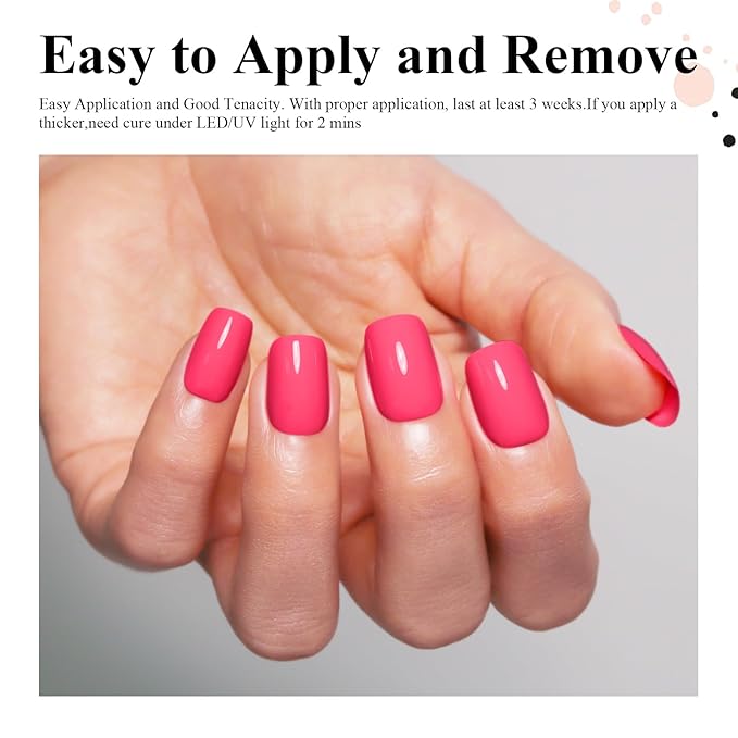 Imtiti Gel Nail Polish, 15ml Bright Pink Soak Off LED Polish for Nail Art Design, Manicure Salon DIY at Home