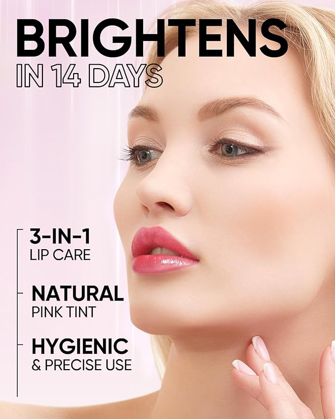 Hydrating Brightening Lip Serum, Nourishing Hydration Tinted Lip Stain, Plumping Lip Gloss with Polypeptide Squalane (01 Baby Pink)-VivaGrace Women