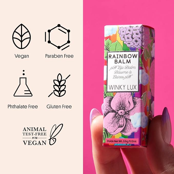 Winky Lux Rainbow Tri-Color Tinted Lip Balm – Hydrating Lip Care with Jojoba Oil & Vitamin E, Sheer Pink Tint, Moisturizes and Softens Dry Lips-VivaGrace Women