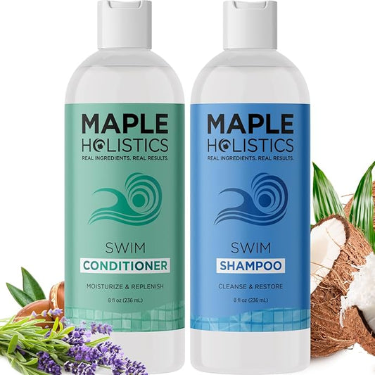 After Swim Shampoo and Conditioner Set - Chlorine Shampoo and Conditioner for Swimmers with Tea Tree and Rosemary Oil - Clarifying Shampoo for Hard Water Chlorine and Saltwater with Replenishing Oils-VivaGrace Women