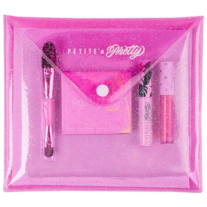 Petite 'n Pretty "Amazon Exclusive" Glow Basics Natural Makeup Starter Gift Set for Kids, Tweens & Teens for Eyes, Cheeks & Lips- Clean, Non Toxic-VivaGrace Women