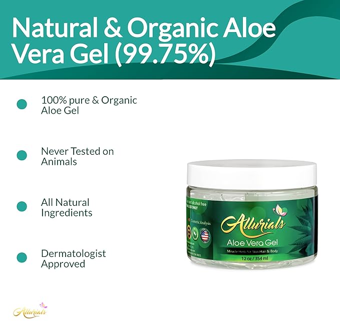 100% Pure & Organic Aloe Vera Gel, Clinically tested & Dermatologist approved, Hydrates & Heals Dry & Damaged Skin & Hair- 12 Oz-VivaGrace Women