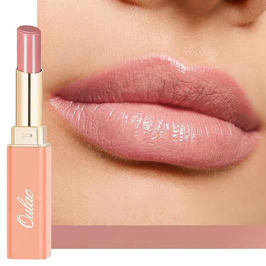 Oulac Moisturizing Shine Mauve Pink Lipstick for Women - 2 in 1 Glossy Light Pink Tinted Lip Balm, Hydrating Winter Lipstick for Dry Lips,Shine Juicy Finish Vegan 2.2g/0.07oz (14)-VivaGrace Women