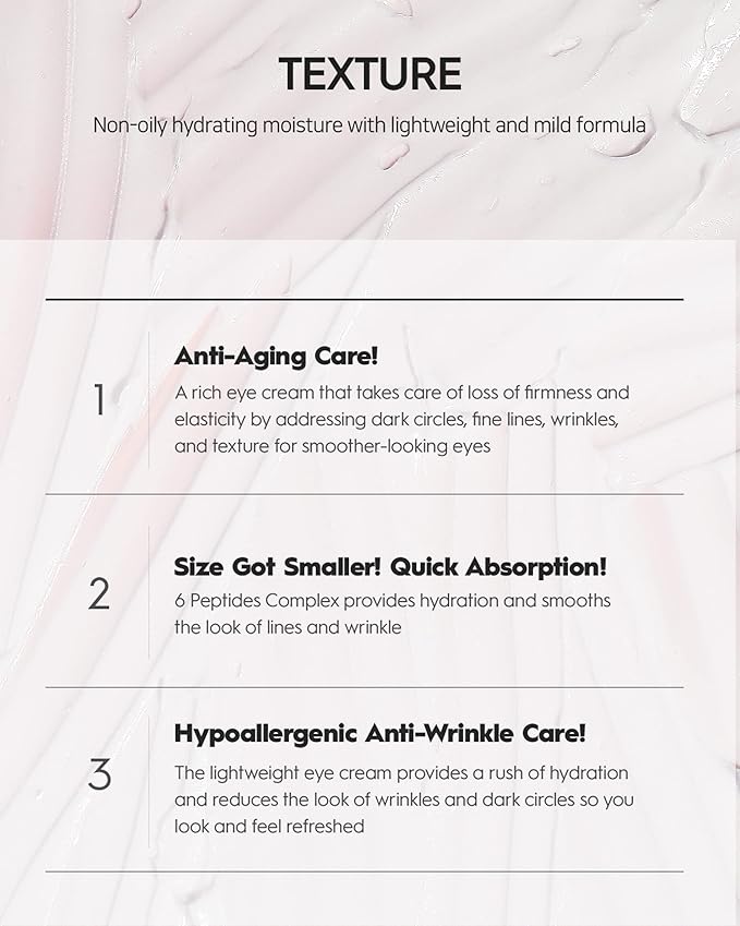 SNP Anti-Wrinkle Eye cream Hypoallergenic Hydrating 5 Hyaluronic Acids 6 Peptides Moisturize Vitalize 1.69 Fl Oz PREP-VivaGrace Women