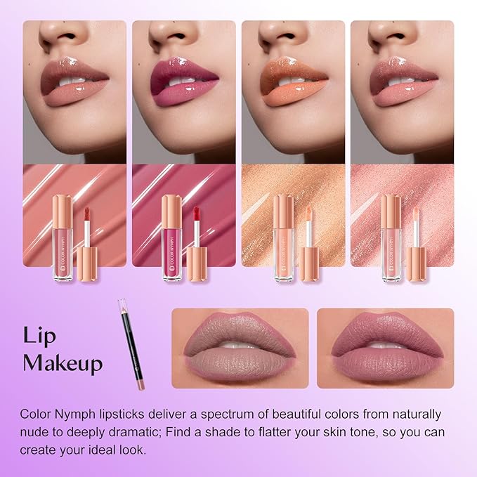 Color Nymph All in one Makeup Kit For Girls Teens, Makeup Set 4 Trays Spacious Space Train Case for Beginner with Eyeshadow Highlighter Lipgloss Blush Contour Concealer Brush Eyeliner Lipbalm-VivaGrace Women