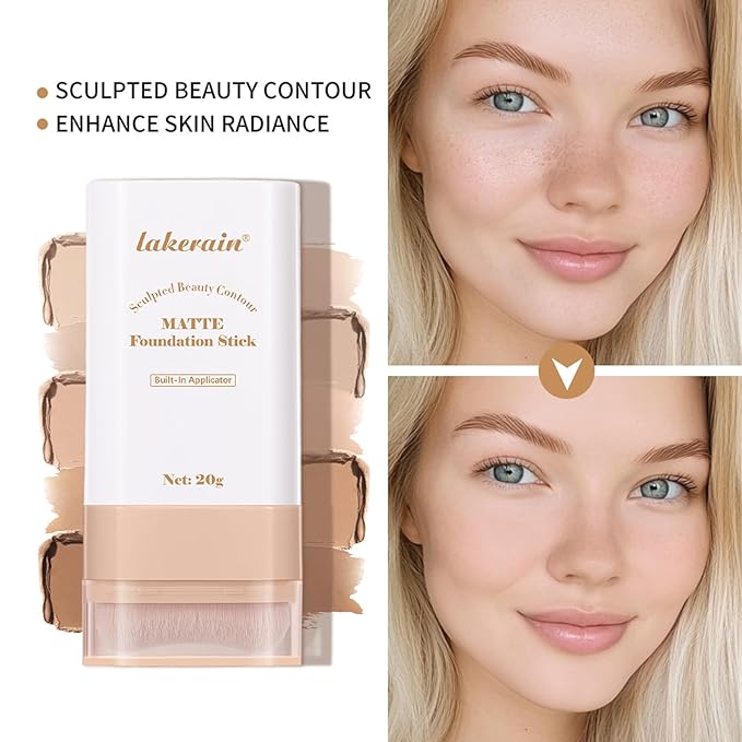 Beauty Balm Serum Boosted Skin Tint, Dual-Ended Eraser Foundation Stick with Brush, Full Coverage Cream Korean Makeup, Long-Lasting Stick for Smooth, Flawless Finish (#2 Nature)-VivaGrace Women