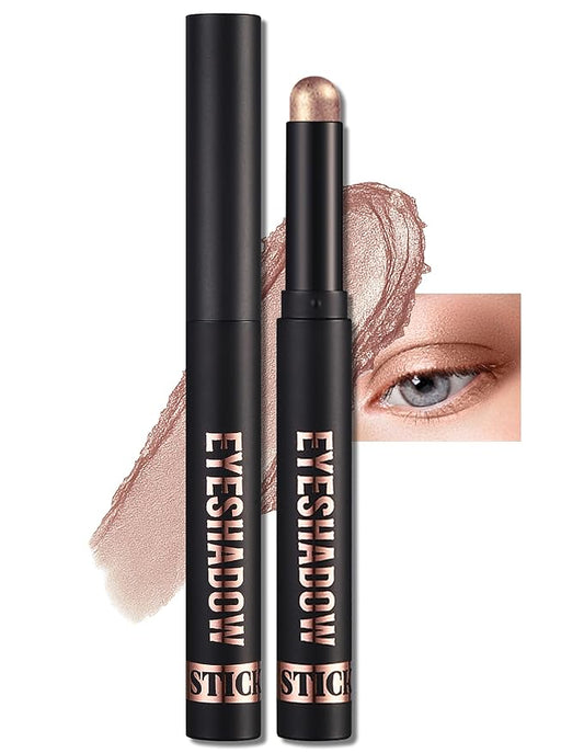 Erinde Shimmer Cream Eyeshadow Stick, Long Lasting Metallic Eye Shadow Sticks, Waterproof Creamy Glitter Eyeshadow Pencil, High Pigmented Blendable Neutral Eye Makeup, 16 Champagne Shimmer-VivaGrace Women
