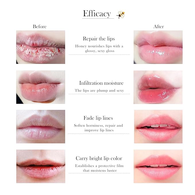 2Pcs Honey Strawberry Lip Balm Honey Pot, Strawberry Lip Sleeping Mask, Overnight Lip Sleeping Mask, Honey Balm Lip Balm Pot, Honey Lip Mask Nourish Lip Scrubs Exfoliator Honey/Strawberry-VivaGrace Women