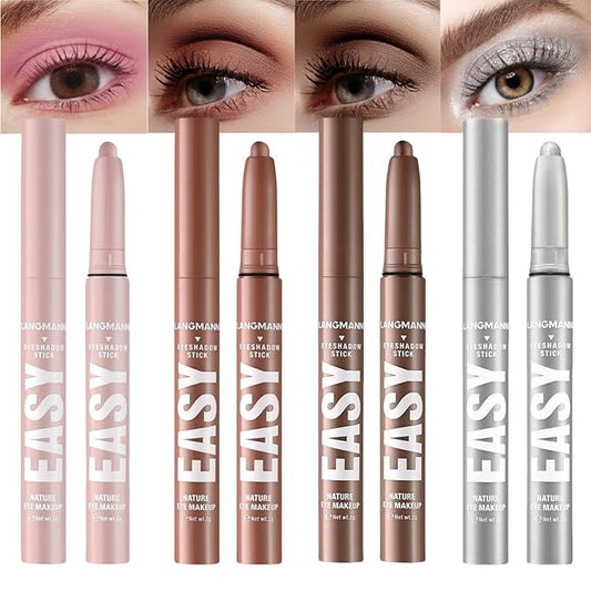 Jolilab Eyeshadow Stick Set, 4 Colors Matte Professional Bright-Colored Contouring and Highlight Stick, Cream Waterproof Long Lasting High Pigmented Eye Shadow. (4, 01+05+06+07)-VivaGrace Women