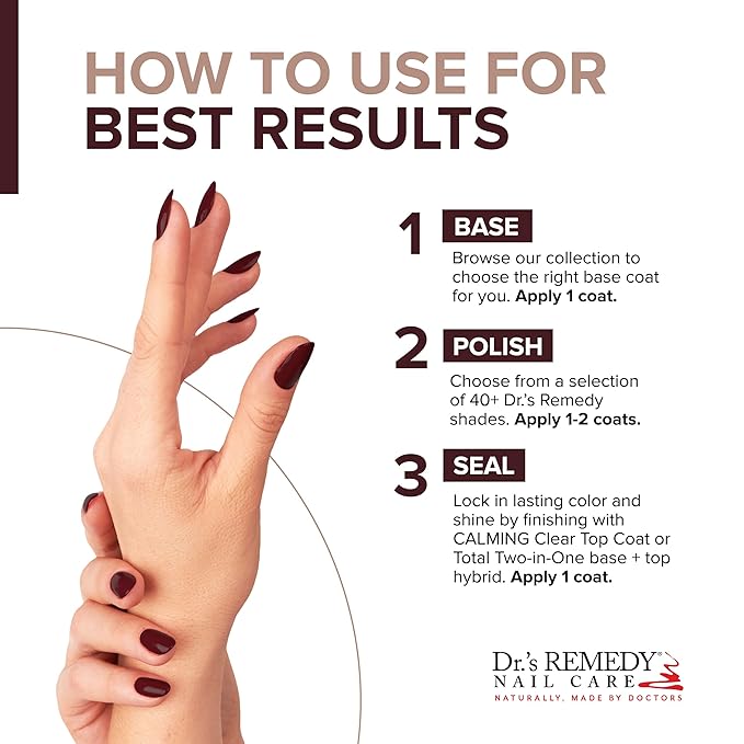 Dr’s Remedy Enriched Nail Polish: Non Toxic, All Natural, and Organic - Doctor Formulated: Strengthens, Restores, Heals, and Protects '24-Free' - MEANINGFUL Merlot