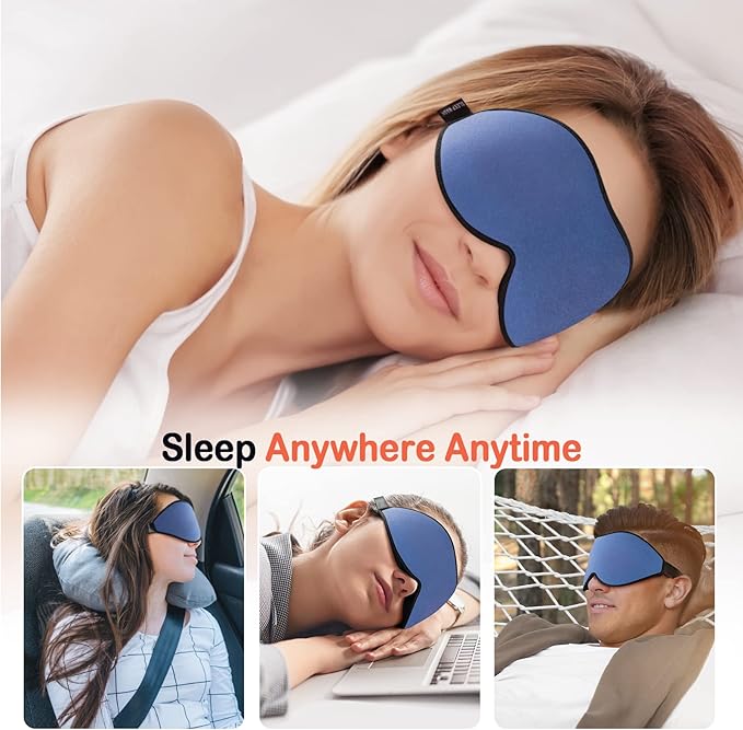 LitBear Sleep Masks, Light Blocking Eye Mask Sleeping for Women Men Side Sleeper, Soft 3D Comfortable Sleeping Mask with Adjustable Elastic Strap for Travel-VivaGrace Women