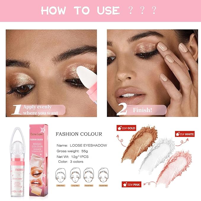 Polvo De Hadas Fairy Highlight Patting Powder Body Brightens the Natural Three-dimensional Patting Powder Blusher (03# Golden Brown)-VivaGrace Women
