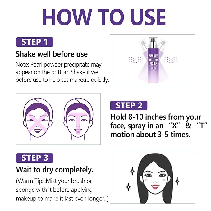 Long Lasting Makeup Setting Spray Kit- 6.76 Fl oz Hydrating Matte Finish Mist Lightweight Face Make up Fixer +Travel Size Spray Bottle+Sponge Puff Makeup Set-VivaGrace Women