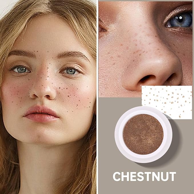 Freckle Stamp Natural Like Freckle Pen Makeup Fake Freckles Cushion Waterproof Long Lasting Quick Dry, Get Sun-kissed Stars Makeup Freckle in One Press, Chestnut, 15g-VivaGrace Women