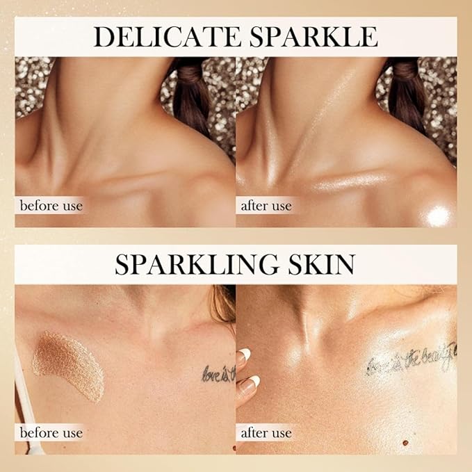 Shimmer Body Luminizer 5 Color Waterproof Smooth Face Body Glow Illuminator Non-sticky Liquid Body Highlight Illuminator for Face & Body & Leg (80 ML, 05 Rose Gold)-VivaGrace Women