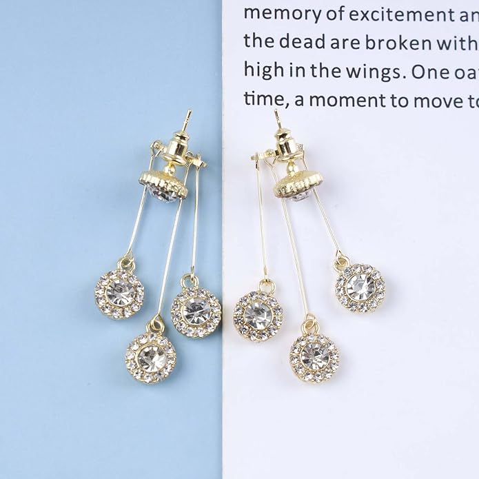Vintage Crystal Chandelier Drop Earrings Rhinestone Ball Dangle Earrings Gold Rhinestone Stud Earrings Sparkle Bridal Chandelier Earrings Jewelry for Women-VivaGrace Women