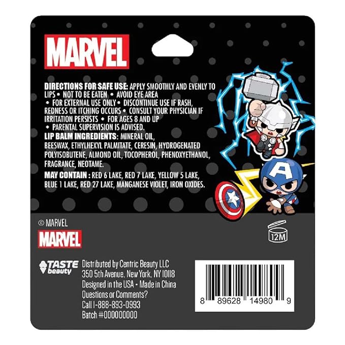 Taste Beauty Marvel Comic Book Themed 3-Piece Variety Pack Flavored Lip Balm-VivaGrace Women