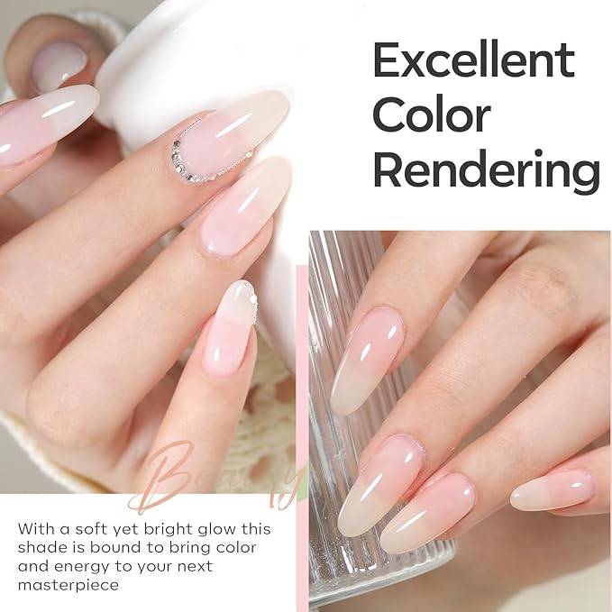 Beautpal Jelly Gel Nail Polish Set Sheer Nude Jelly Pink Gel Polish Transparent Gel Polish Set for Salon Gel Manicure and Nail Art DIY at Home 8ML 6PCS