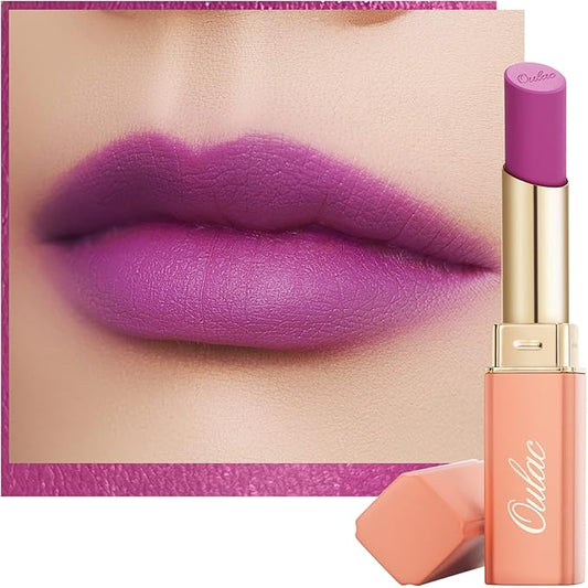 Oulac Violet Soft Matte Lipstick| Lipstick & Blush Duo| Velvet Smooth Lip Stick| Highly Pigmented & Misty Texture| Full Coverage Lip Stains Enriched with Rose Oil| Vegan & Clean Beauty| Y11-VivaGrace Women