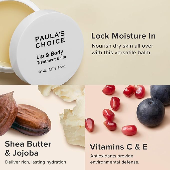 Paula's Choice LIP & BODY Emollient Treatment Balm, Beeswax & Shea Butter, Moisture for Eczema-Prone & Dry Skin, 0.5 Ounce-VivaGrace Women