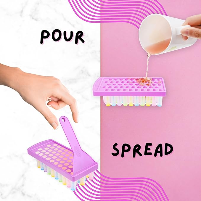 Lip Balm Filling Tray and Spatula (2 Sets) - Fast and Easy To Use - Just Pour & Spread - Instantly Fills 50 Lip Balm Containers (sold separately) - Make Your Own Natural Lip Balm Chapsticks at Home-VivaGrace Women