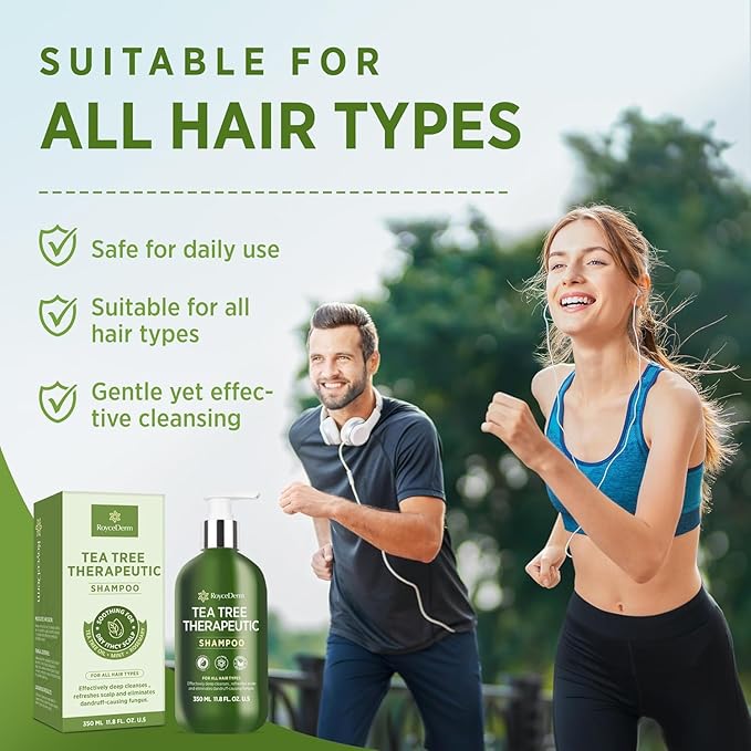 Roycederm Tea Tree Antifungal Shampoo: Folliculitis Shampoo for Dry Scalp, Dandruff, and Itchy Scalp - Medicated Clarifying shampoo with Tea Tree Oil, Paraben & Sulfate Free - 2 Pack-VivaGrace Women