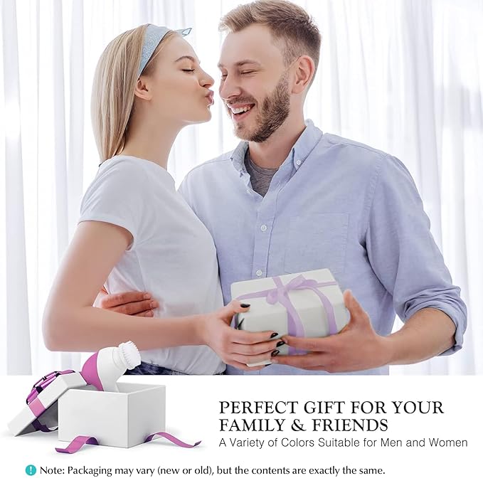 COSLUS Facial Cleansing Brush Silicone Face Scrubber: 2 in1 FBS-D Electric Exfoliating Device Waterproof Deep Cleaning Exfoliation Rotating Spa Machine - Electronic Skincare Wash Spinning System-VivaGrace Women