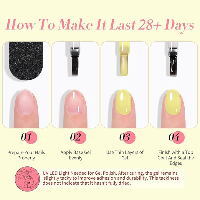 Born Pretty Jelly Pastel Gel Nail Polish 6 Colors Spring Summer Yellow Green Blue Purple Pink Candy Sweet Colors Apex Building Effect Gel Polish Kit Nail Art Gel Manicure Kit DIY at Home Salon Gifts-VivaGrace Women