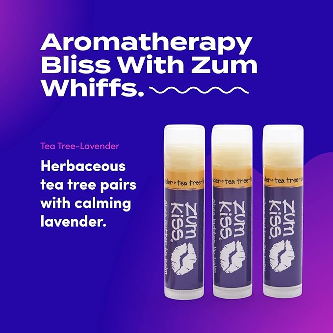 Zum Tea Tree-Lavender Kiss Stick (Pack of 3) with Certified Organic Sunflower Seed Oil, Beeswax, Shea Butter, Pure Essential Oils, Candelila Wax, Vitamin E and Honey, 0.15 oz-VivaGrace Women