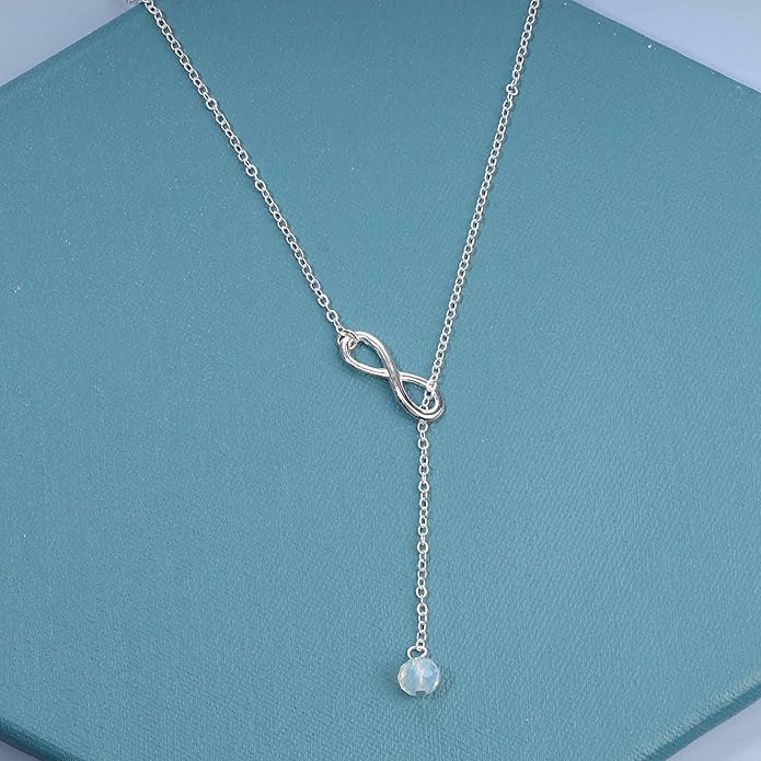 Boho Crystal Infinity Necklace Gold Y Necklace Minimalist Crystal Y Lariat Necklace Chain Jewelry for Women and Girls-VivaGrace Women