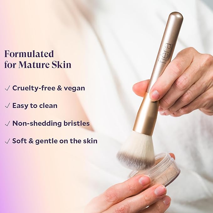 Fièra Finishing Powder Brush - Custom Facial Brush for Loose Powder - Quick & Easy Application - Lightweight & Easy to Clean - Pairs Perfectly with Fièra HD Matte Finishing Powder-VivaGrace Women