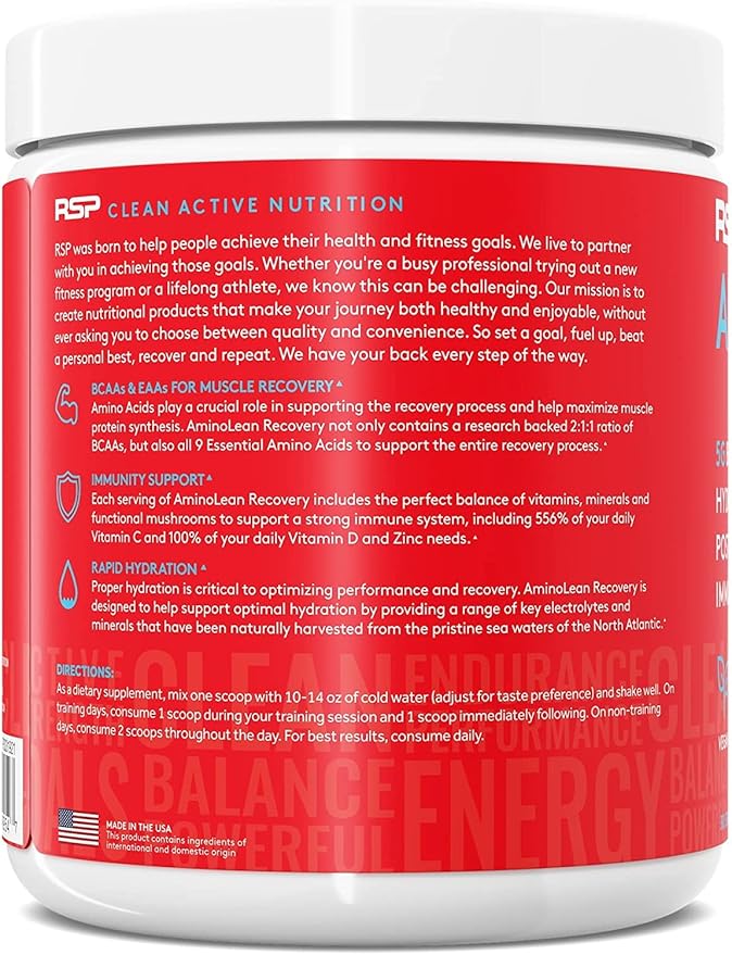 AminoLean Hydrating Electrolyte Powder and Recovery Drink with Sea Minerals, Nootropic Mushrooms, and Vegan Amino Acids, BCAAs + EAAs for Post Workout Muscle Building, Tropical Punch-VivaGrace Women