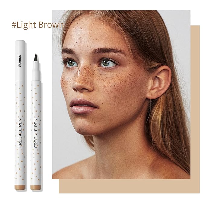 Freckle Pen 2 Colors Waterproof Long Lasting Quick Dry Small Spot Natural Like Face Freckle Makeup Pen, Dark Brown and Light Brown, Upgrade Design-VivaGrace Women