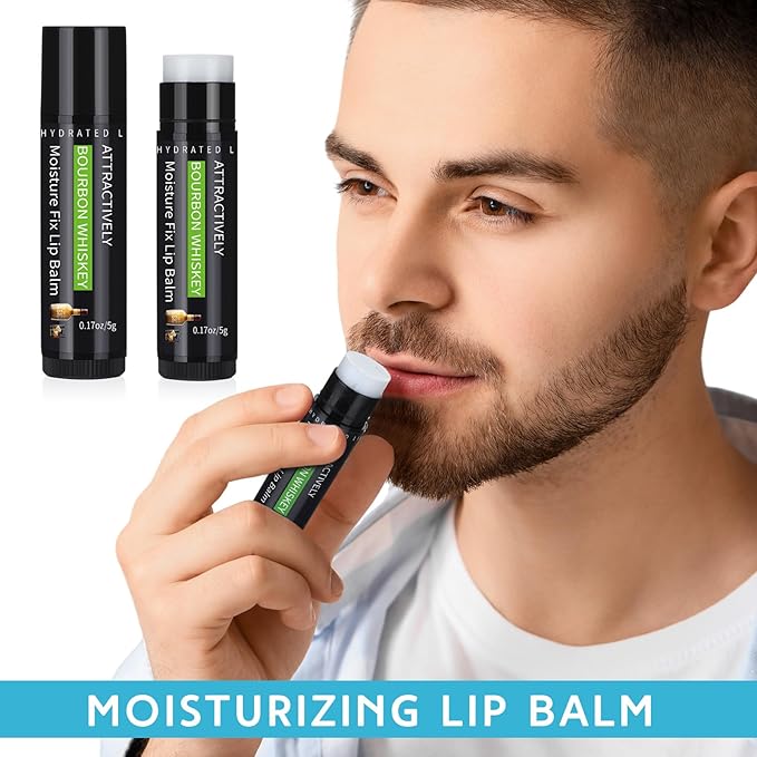 4 Pcs Lip Balm with Gift Box for Men Raffia Grass Organic Natural Beeswax Lip Balm for Father's Day Gifts Women Adults Teens Dry Chapped Lips Care Product-VivaGrace Women