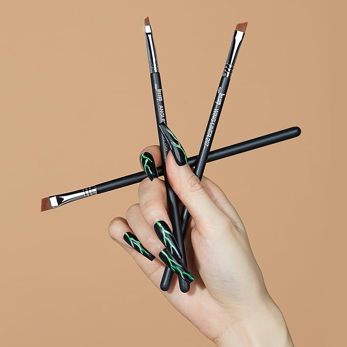 Jessup Angled Eyeliner Brush Set,3pcs Pro Precision Eye Liner Brush Fine Winged Ultra Thin Slanted Gel Liquid EyeLiner Makeup Brushes, Black T345-VivaGrace Women
