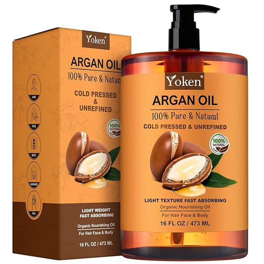 Yoken Argan Oil for Hair, Pure and Natural Morocco Argan Oil, Argon Oil For Hair, Scalp, Face & Skin Care, 100% Cold Pressed Hair Conditioner, Unrefined Argon Nails Carrier Oil (16 Fl Oz)-VivaGrace Women