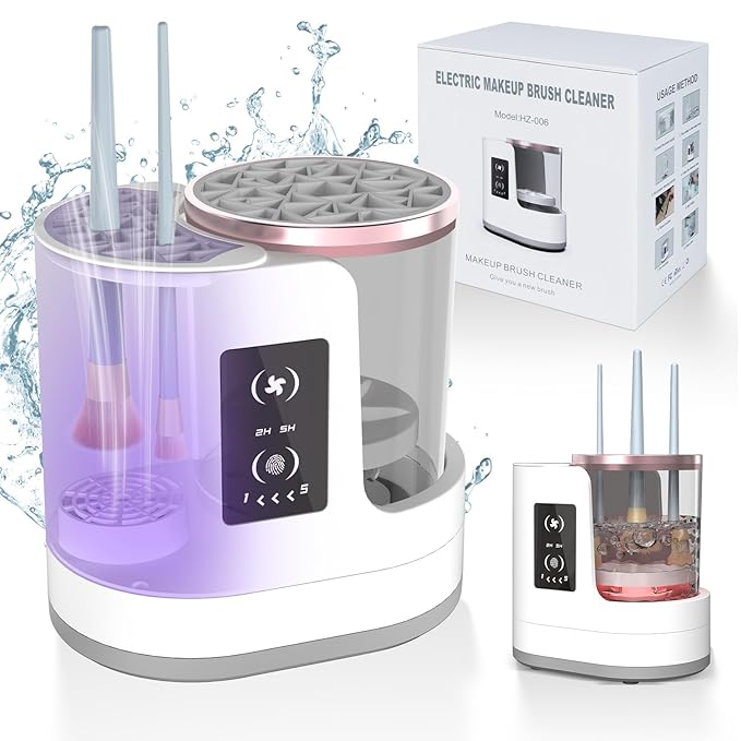 3 IN 1 Electric Makeup Brush Cleaner Machine With Makeup Brush Dryer-Holder-Portable Automatic USB Cosmetic Brushes Cleaner Tool for All Size Beauty Makeup Brush Set,Contour, Eyeshadow, Blush Brush-VivaGrace Women