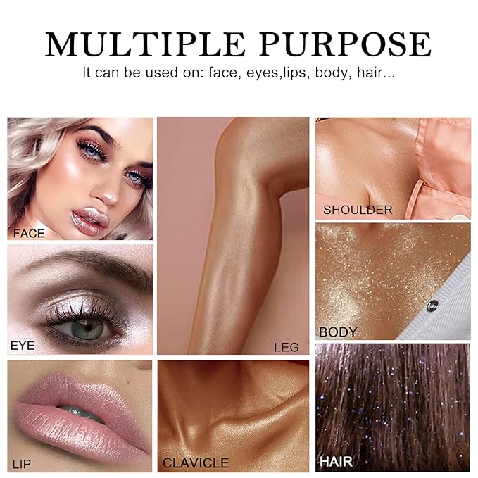 Erinde White Silver Face Highlighter Makeup Palette, Shimmer Glitter Highlighter Powder for Face Body, Natural Glossy Highlight Makeup Illuminator Highlighter Palette, Long-Lasting, Lightweight, 01#-VivaGrace Women