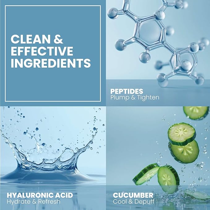 Anti-Aging Eye Gel - Luxurious Hydrating Under Eye Cream For Dark Circles and Puffiness, Bags, Crows Feet, Wrinkles - With Hyaluronic Acid & Skin-Firming Peptides Serum 2 oz (2 Pack)-VivaGrace Women