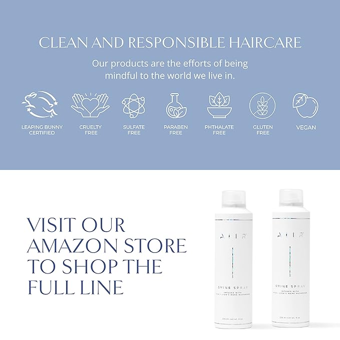 AIIR Shine Spray -Smoothing Spray for Glossy Sleek Hair, Humidity and Frizz Shield Spray, Gloss Spray, Lightweight Spray Coats and Protects Hair, Enhance Shine & Color with Reflect, 6 oz-VivaGrace Women