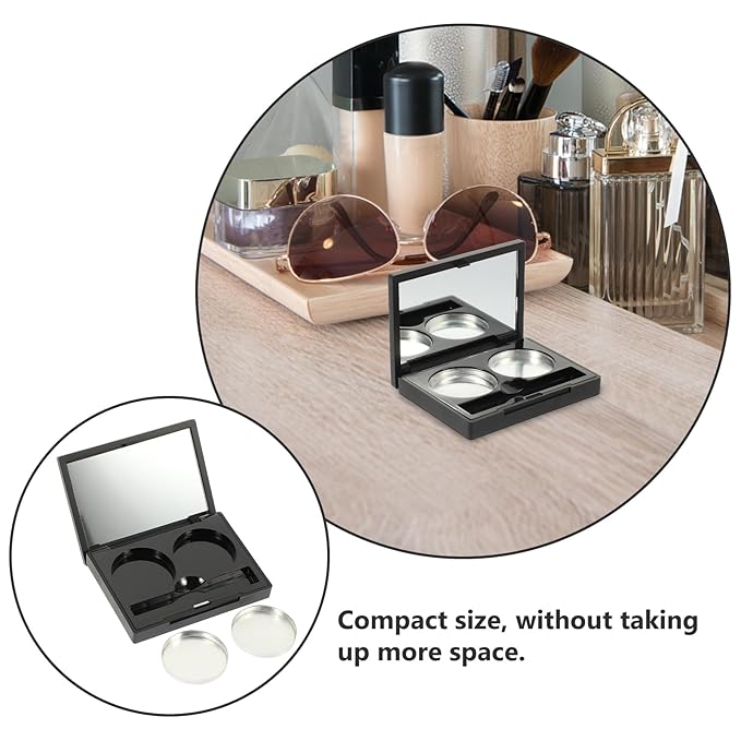 Empty Magnetic Eyeshadow Makeup Palette with 2Pcs Round Metal Pans,Magnetic Makeup Palette, Empty Makeup Palette,Aluminum Blush Empty Magnetic Eyeshadow Case,Customizable Beauty Organizer
