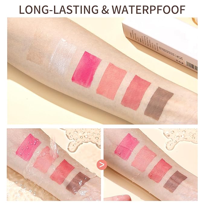 Erinde 3 Colors Liquid Highlighter Blush Contour Set, Natural Matte Face Blush Bronzer, Natural Glossy Liquid Illuminator for Face and Body, Lightweight Blendable Silky Smooth Texture, Cruelty-free-VivaGrace Women