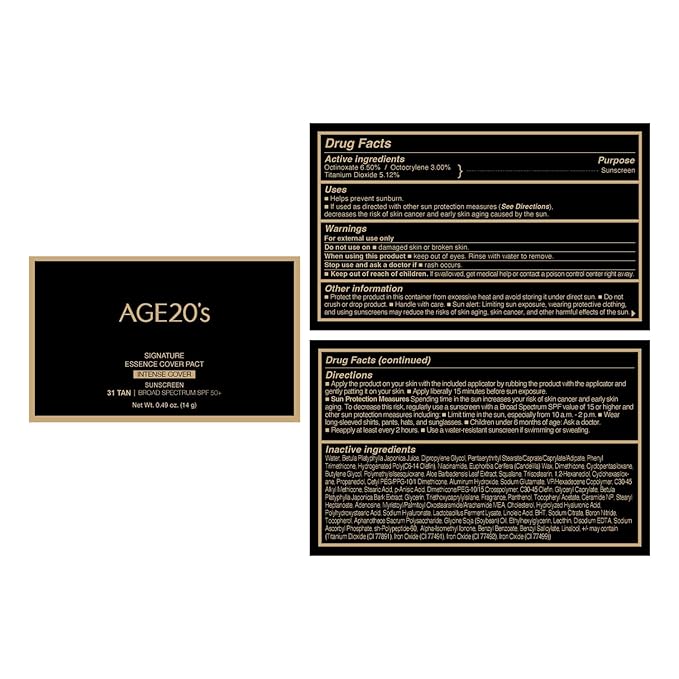AGE20'S Signature Essence Pact SPF 50+ | Pack of 1 | 31 Medium Tan | Cream Foundation, Dewy Finish, Natural Coverage | Korean Cushion Foundation-VivaGrace Women