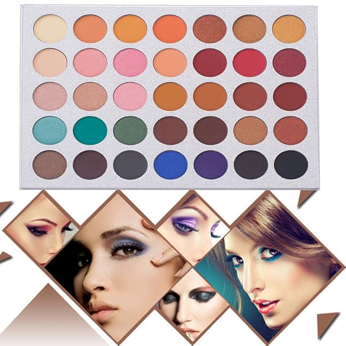 35 Colors Eyeshadow Palette with 7Pcs Makeup Brushes Set, All in One Makeup Kit Matte Shimmer Pigmented Eye Shadow Pallete Waterproof Powder Natural Nude Naked Smokey-VivaGrace Women