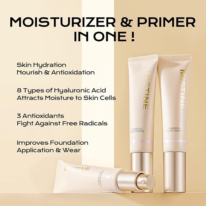 MISTINE Hydrating Makeup Face Primer, 8 Types of Hyaluronic Acid Blur Makeup Primer, Vitamin B5, Skin Perfecting & Smoothing Makeup Primer for Mature Skin,1 Oz-VivaGrace Women