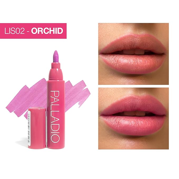 Palladio Lip Stain, Hydrating and Waterproof Formula, Matte Color Look, Longlasting All Day Wear Lip Color, Smudge Proof Natural Finish, Precise Chisel Tip Marker, Orchid-VivaGrace Women