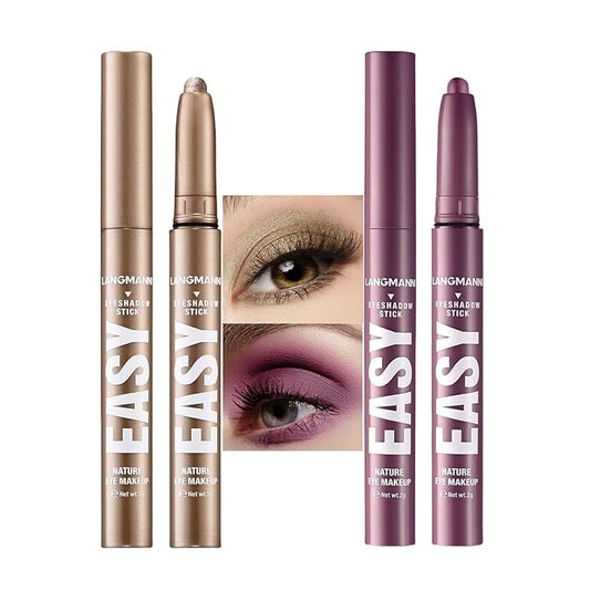 Jolilab Eyeshadow Stick, 2 Colors Matte Professional Bright-Colored Contouring and Highlight Stick, Cream Waterproof Long Lasting High Pigmented Eye Shadow.-VivaGrace Women